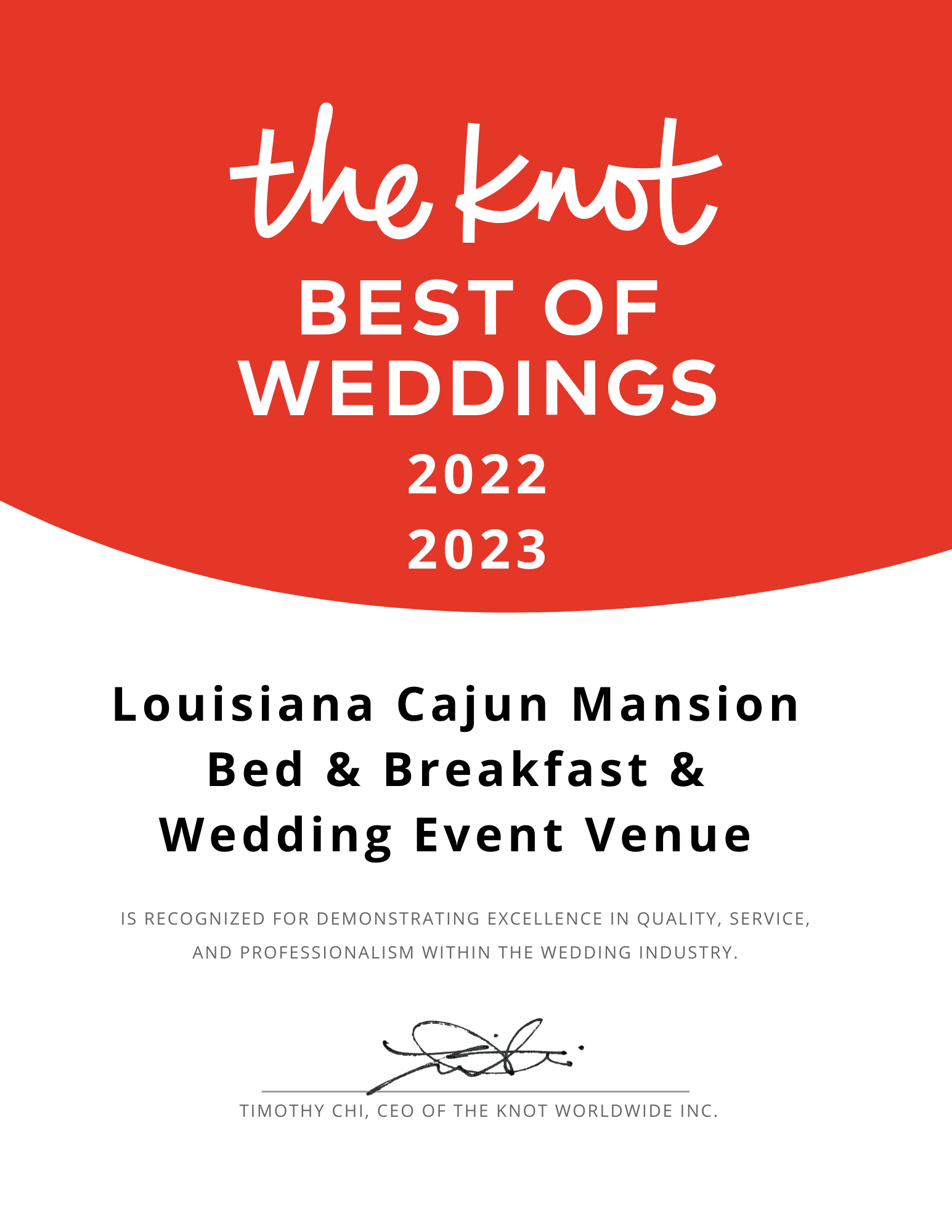 Knot best of wedding award card